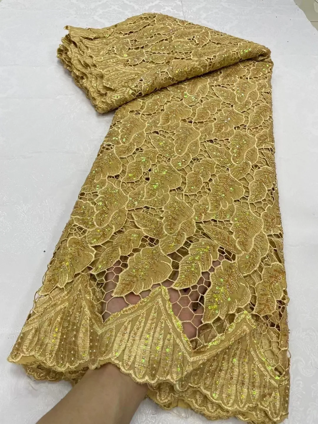 Нигерийская хлопковая кружевная ткань 2024 новейшая Африканская Хлопковая с