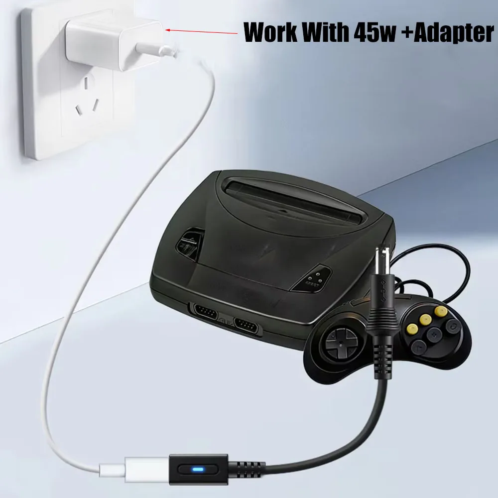 Фото Кабель для зарядки PD Type C для контроллеров Sega MD1 MD3 SMS, адаптер для зарядки 45W USB C, кабель-переходник для SFC NES NEWFC, кабель питания. №2
