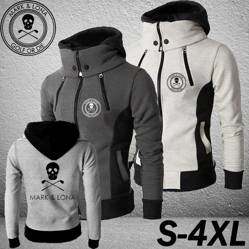 

2022 New Fashion Mark Lona Print Men Coat Warm Long Sleeve Hoodie with Zip Pocket Winter Jacket Top Sweater Fashion Sportswear