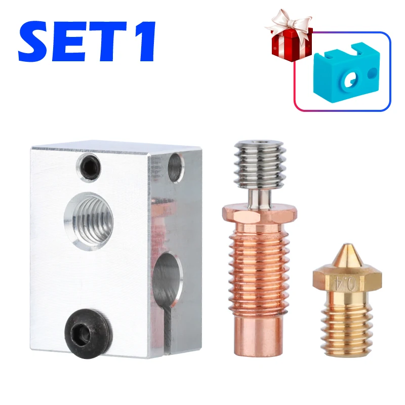 High Quality 3D Printer Heater Block + V6 Nozzle + V6-Crazy Bimetal Heat Break for 3D printer For J-Head HOTEND High Quality 3D Printer Heater Block + V6 Nozzle + V6-Crazy Bimetal Heat Break for 3D printer For J-Head HOTEND