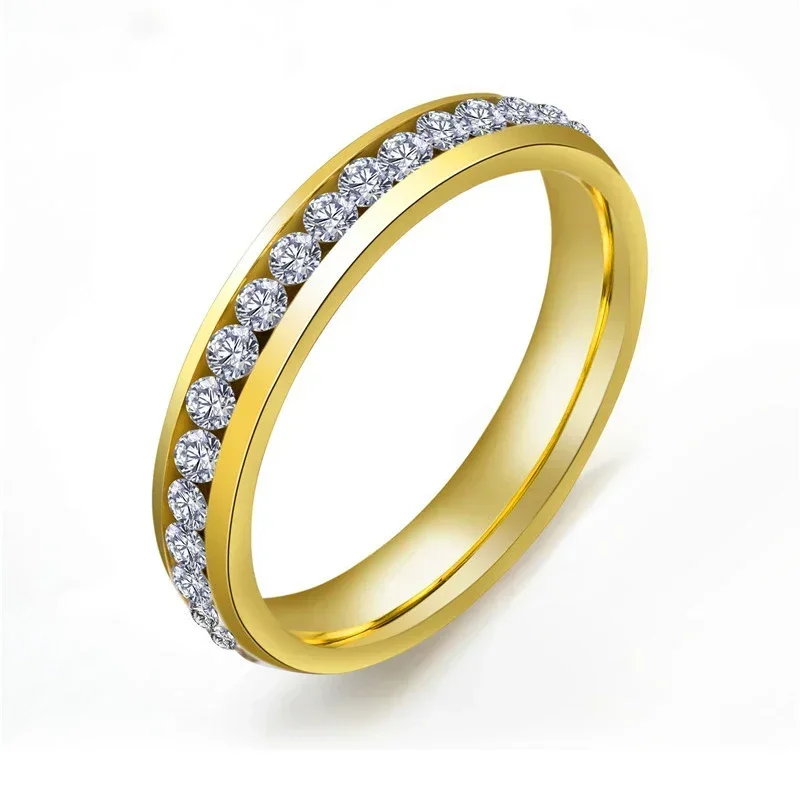 51JEWELRY 4 мм классические роскошные золотые кольца с инкрустацией из нержавеющей