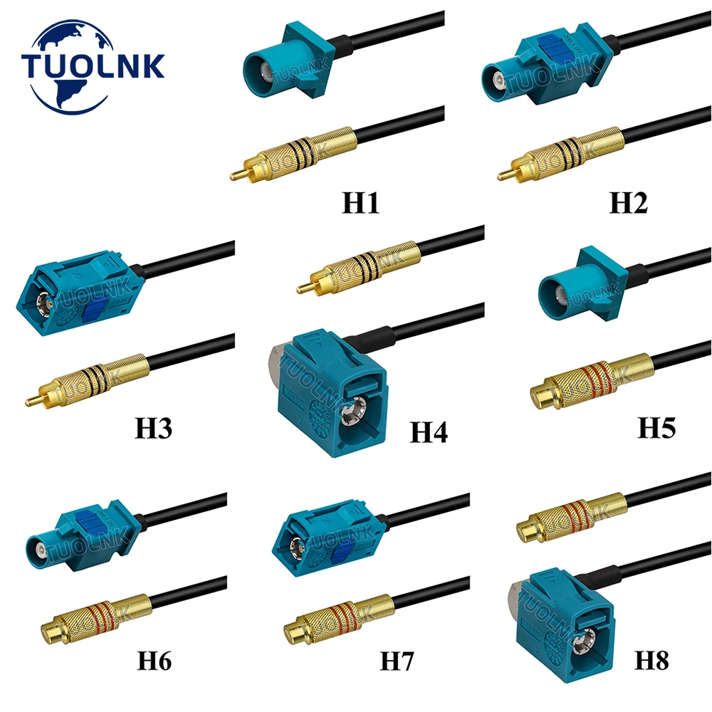 

RCA Male Plug to Fakra Z Male Adapter RG174 Coax Cable RG174 Pigtail Car Parking Reversing Rear View Camera Adapter Cable