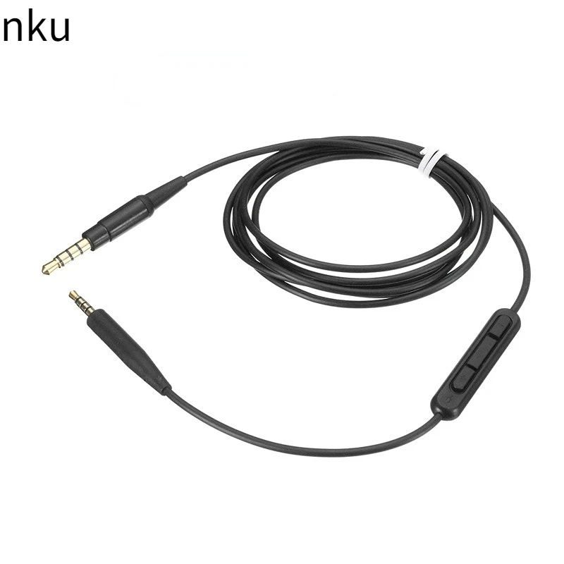 Nku 2.5mm To 3.5mm TRS Aux Audio Cable with Mic Volume Control for BOSE QC35 QC25 OE2 Soundtrue Soundlink Headset 3.5 To 2.5