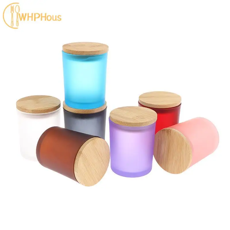 200ml Glass Candle Cup With Bamboo Wood Lid Scented Candle J