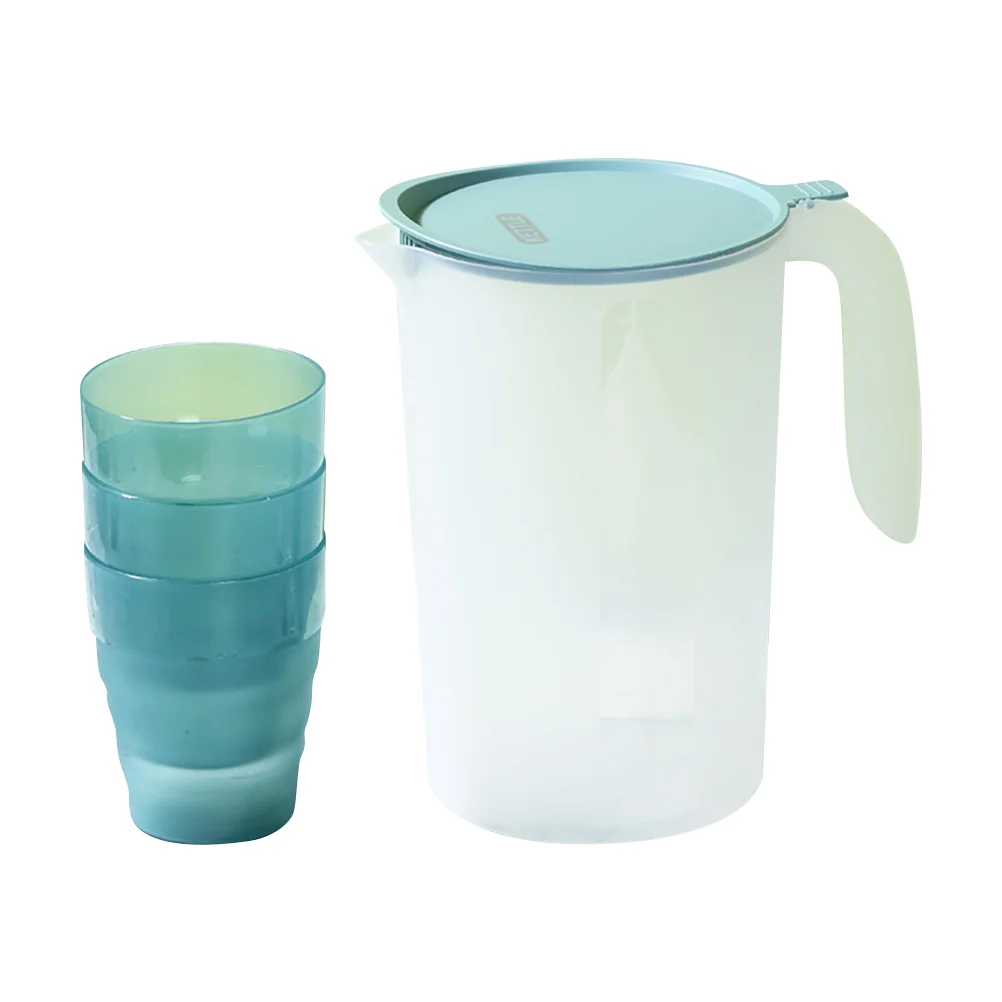 

Pitcher Set Bedside Clear Pitcher with 3 Cups Pitcher with Lid for Iced Tea Beverage Lemonade 2000ml