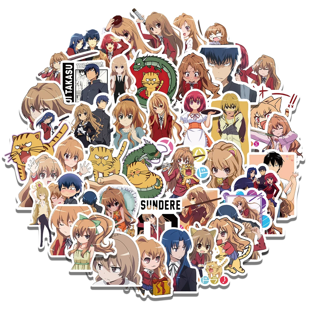 Наклейки виниловые водостойкие в стиле аниме &quotторадора&quot для бутылок с водой