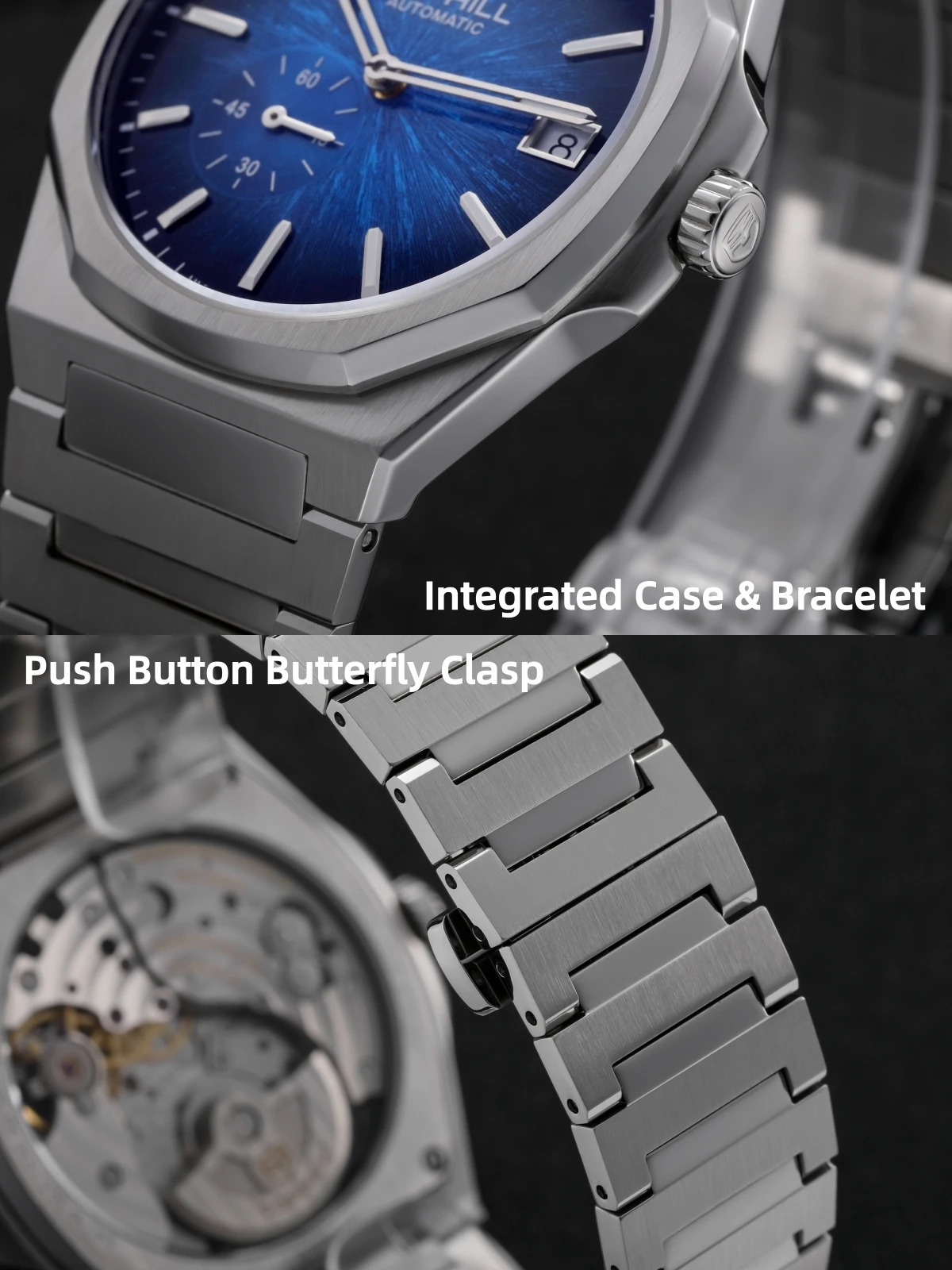 Часы TOPHILL+ 38.7mm Ultra Slim Automatic Micro Rotor Hangzhou 5000A Luxury Enamel Sunray с интегрированным браслетом и сапфировым стеклом KIM001G (art.: 3920db798a165) - 3920db798a165