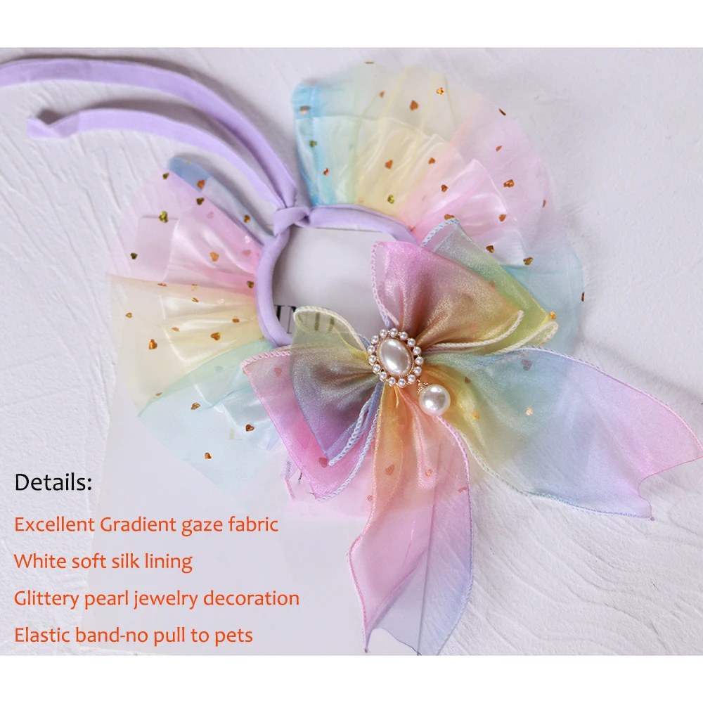 Шикарный Блестящий жемчужный бант ошейник для собак органза ювелирная лента