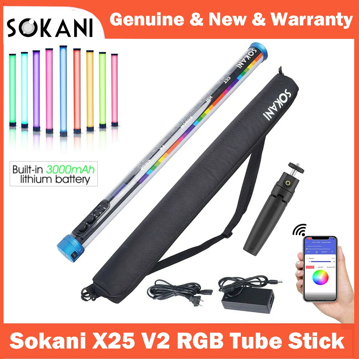 Sokani X25 RGB LED Video Light Handheld Tube Wand Stick  CTT Photography Lighting 3000mAh APP Control for YouTube Tiktok