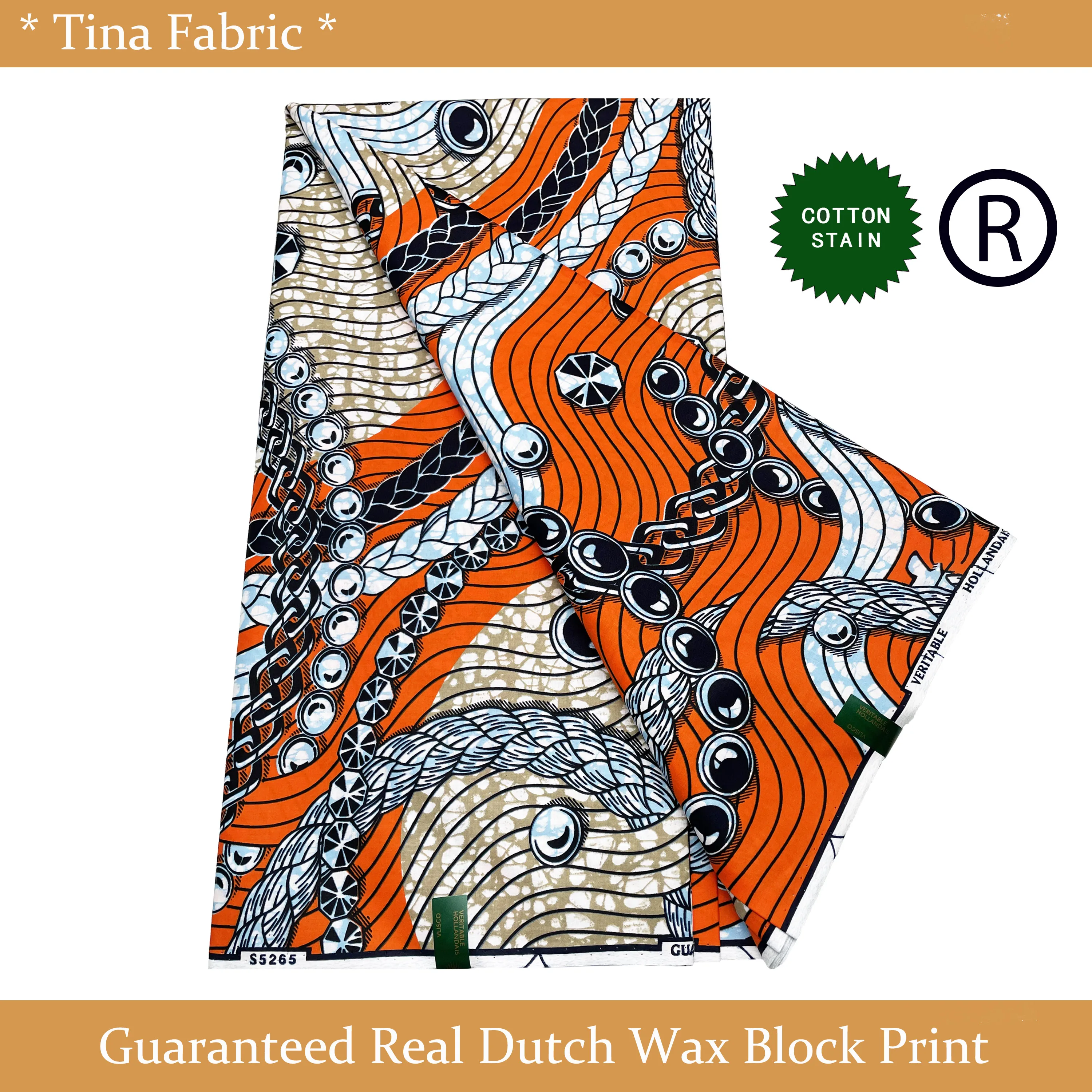 

100%Genuine Grand Super African Wax Printed Cotton Fabric Real Original Hollandais Ankara Wax Block Fabric For Dress Tina-S204