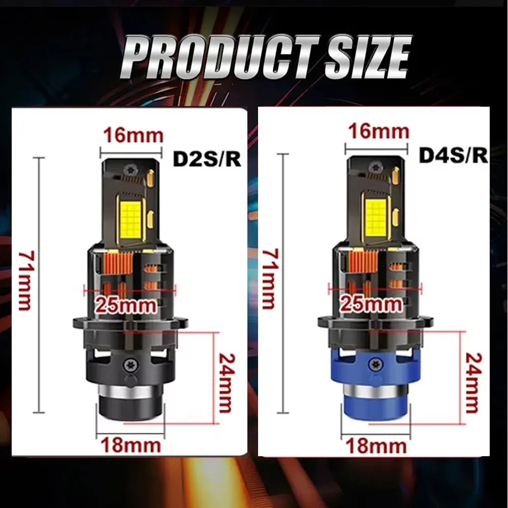 

D2S D4S 2500 Вт светодиодная лампа для автомобильных фар HID D2R Canbus D4R ксеноновая лампа турбо автомобильная лампа мотоциклетный светильник Plug & Play 12 В