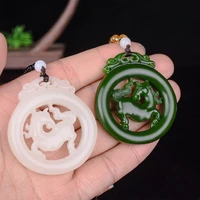 hot selling natural hand carve jade hetian biyu hollowed zodiac horse necklace pendant fashion jewelry men women luck gifts