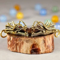 brass handicraft key buckle hanging pendant dragon head mini red gem inlaid bronze trinket car keyring creative gift decoration