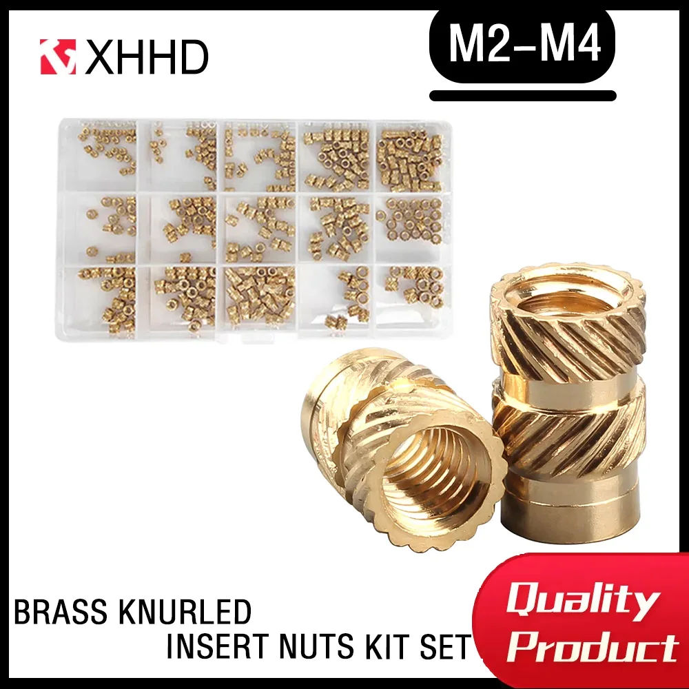 

M2 M3 M4 330pcs Assortment Kit Set Brass Knurled Insert Nuts Threaded Insert Screws Industry Machinery Nut Injection Tools