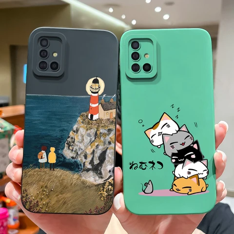 Чехлы для телефонов Samsung Galaxy A51, A71, A31, чехол из жидкого силикона с полным покрытием, противоударный чехол для Samsung A 51, 71, 31, чехол