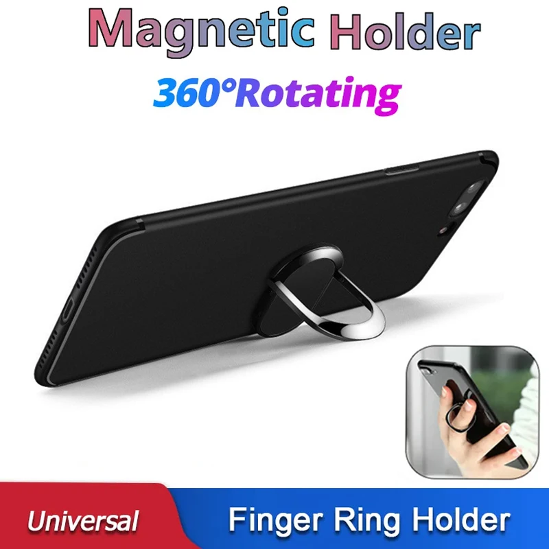 

Black Phone Back Sticker Desktop Car Magnetic Mount Magnet Convenient Mobile Phone Ring Holder Office Accessories Plastic holder