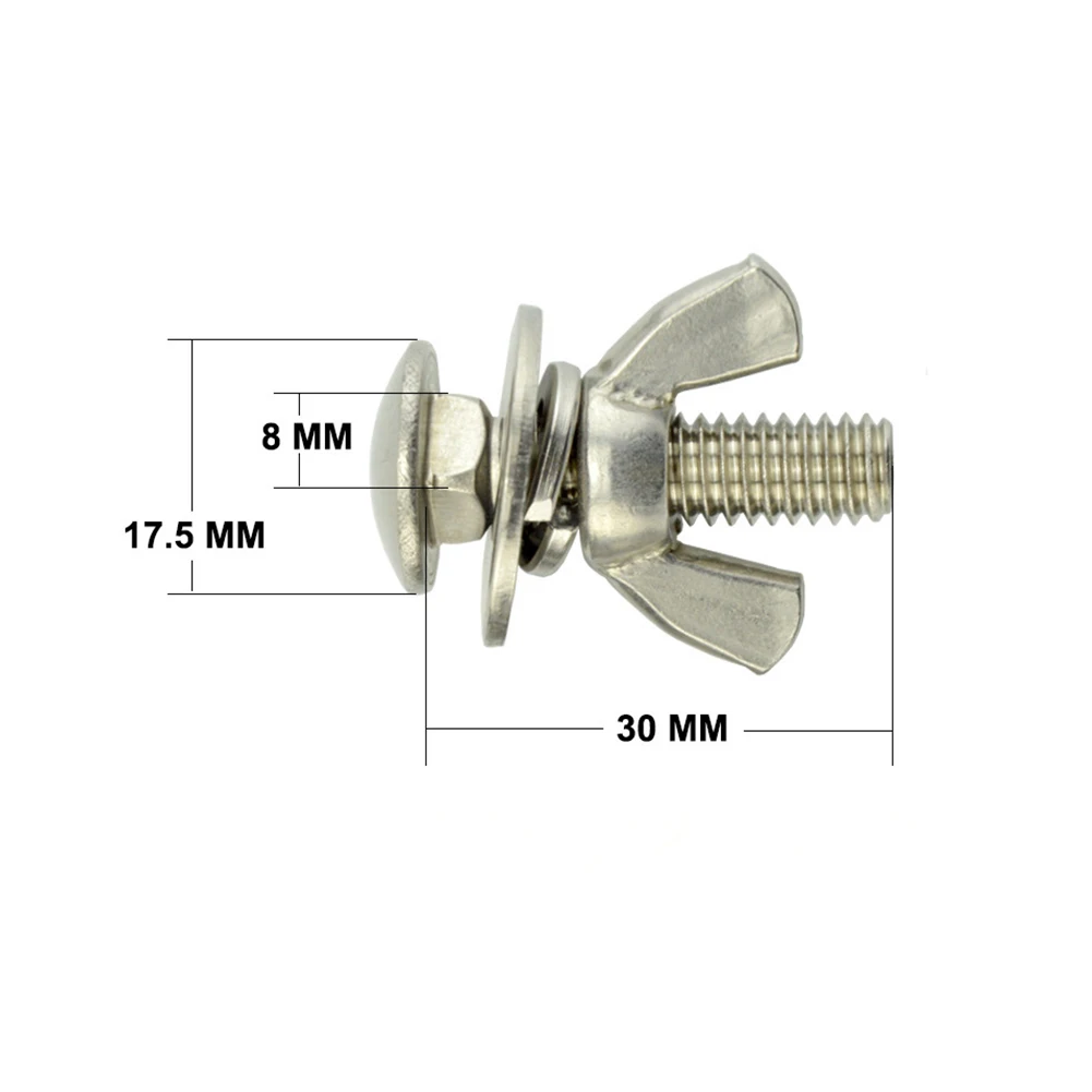 

2Pcs Butterfly Wing M8x30mm Screw Bolt Washers Stainless Steel Nuts+Butterfly Bolts+Washers For Scuba Tech Diving Backplate