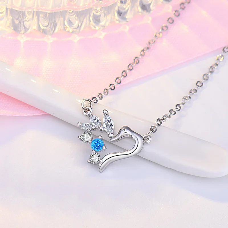 Женское ожерелье из серебра 925 пробы с кристаллами