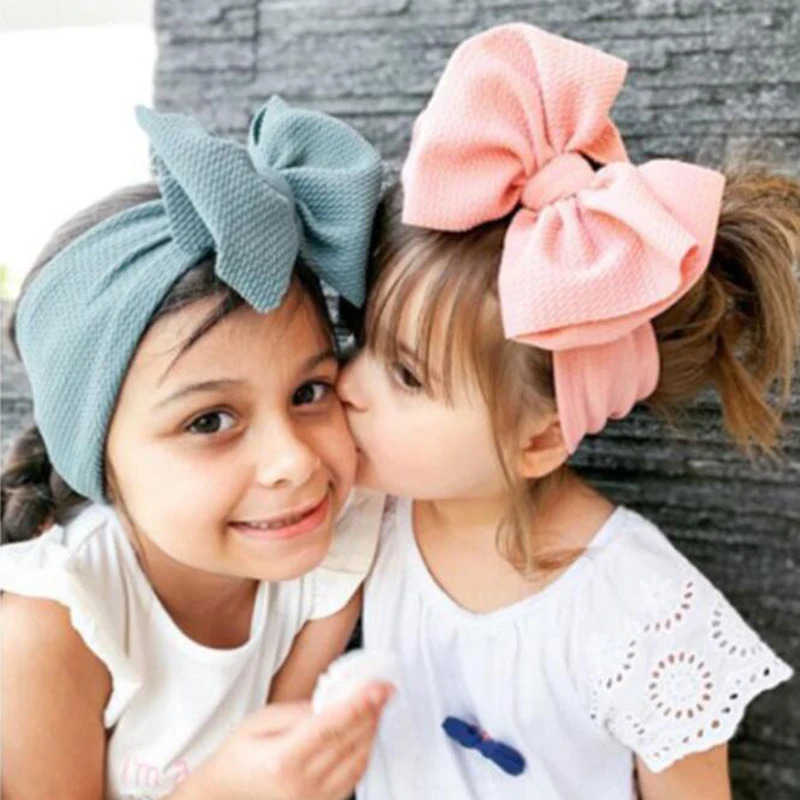 

Cute Big Bows Baby Headband Turban Solid Color Baby Girl Hair Bands Soft Knot Kids Infant Baby Hair Accessories