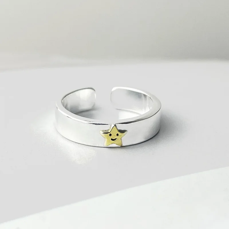 

Fashion Simple Star Smiling Face Rings For Women Gift Cartoon Cute Opening Lucky Star Index Finger Ring Girl Jewelry Accessories