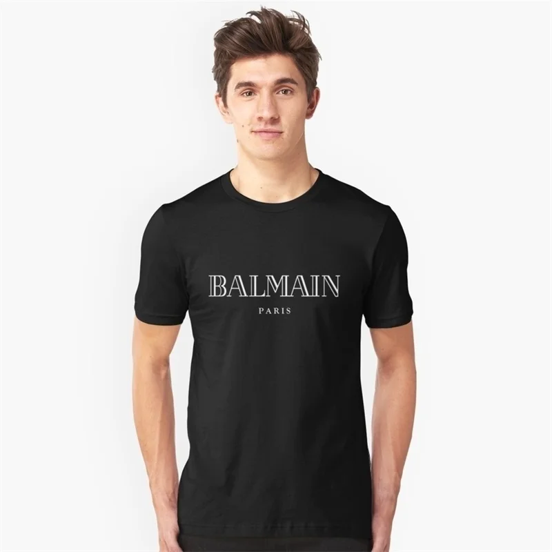 

Универсальная Простая мужская футболка Balmain с круглым вырезом и коротким рукавом с буквенным принтом