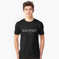 balmain letter printed round neck short sleeve all match simple mens t shirt