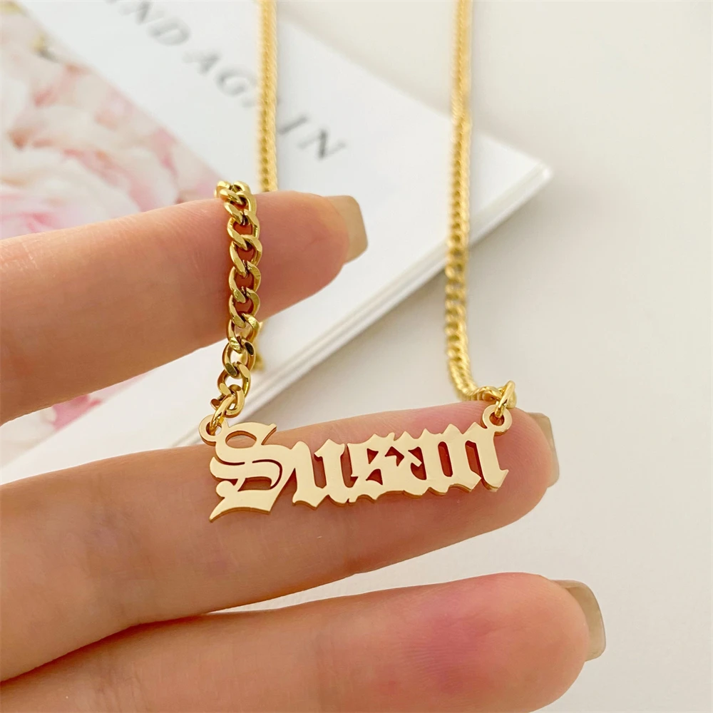 Ожерелье с именем на английском языке для мужчин и женщин готическое колье-чокер