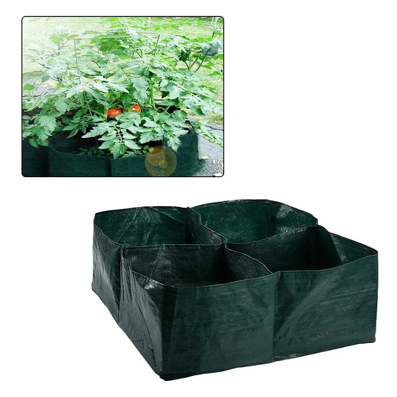 

4 Divided Grids Square Planting Container Grow Bag PE Fabric Plants Flowers Vegetables Planter Pot Raised Garden Bed TLSM