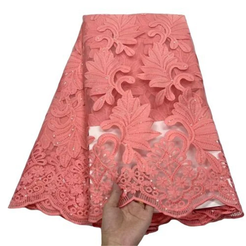

Nigerian Mesh Net Lace Fabric African Sequins Lace Milk silk Fabric High Quality French Mesh Tulle Lace Fabric with Sequins