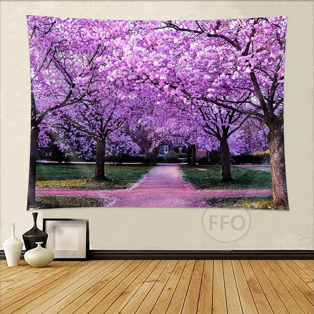 

Японский гобелен в виде вишни Blossbom, эстетическое украшение для комнаты, Цветочный цвет, украшение для спальни подростка, декоративные обои ...