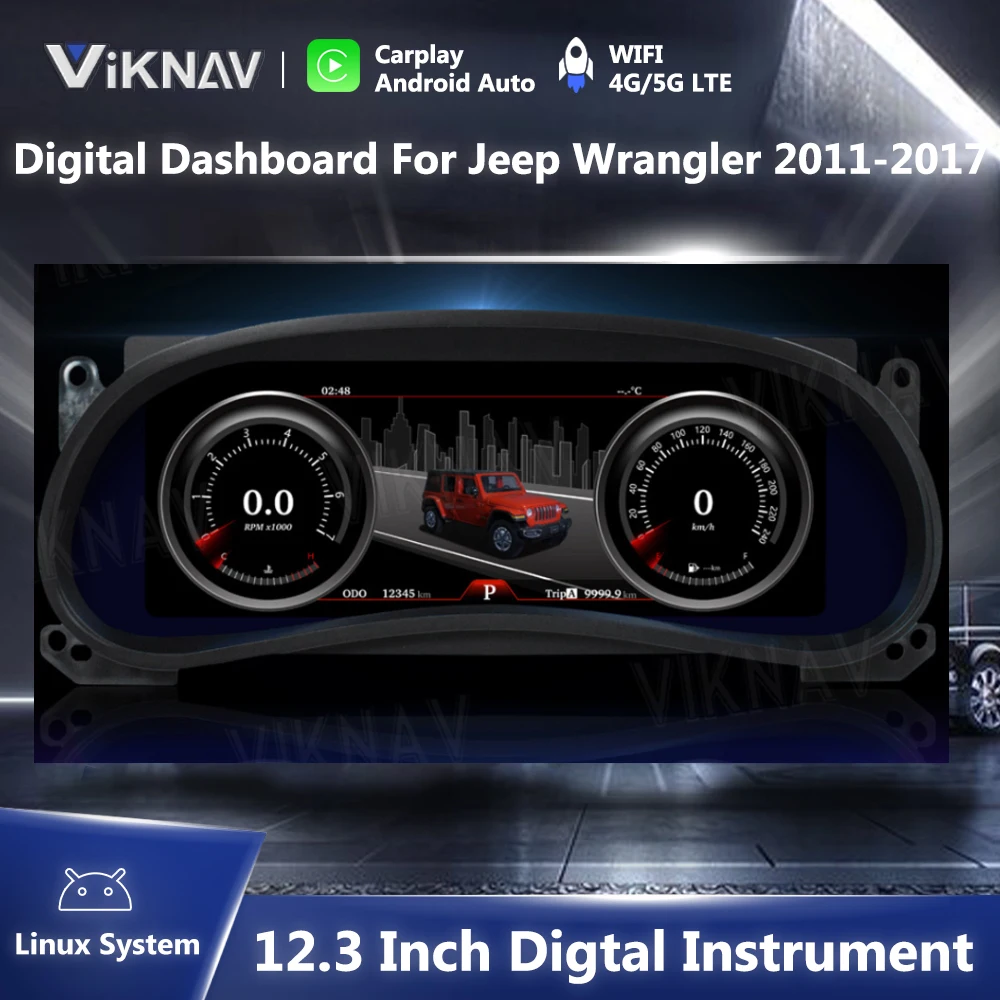 

2023 цифровой кластер Виртуальная кабина для Jeep Wrangler 2011-2017 автомобильный мультимедийный плеер приборная панель ЖК-дисплей измеритель скорости