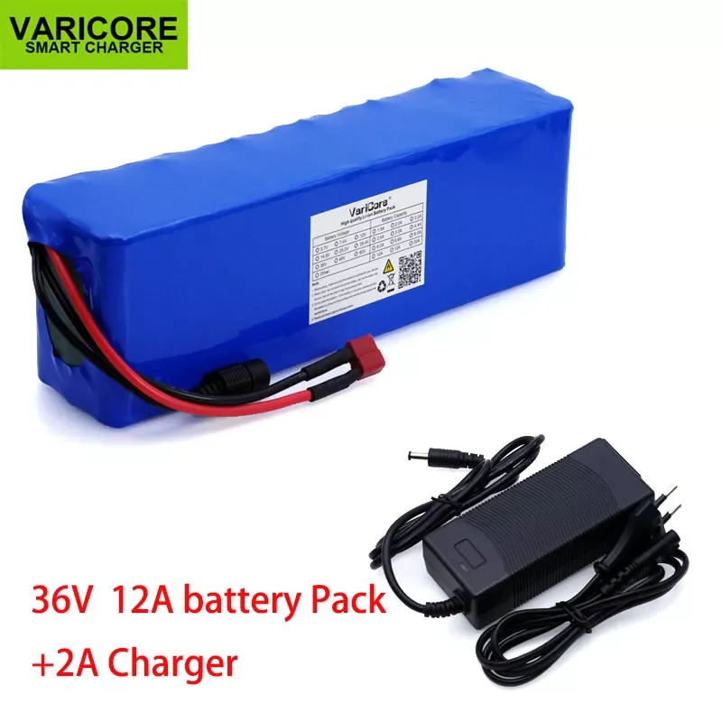 

VariCore 36V 12Ah 18650 Lithium Battery pack High Power Motorcycle Electric Car Bicycle Scooter with BMS+ 42v 2A Charger