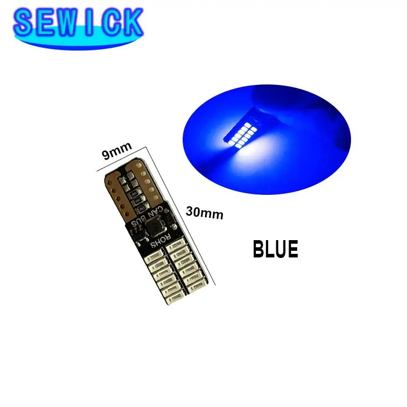 50 шт. 12V без полярности Canbus T10 светодиодный ламп с 4014SMD 24 s светильник 194 168 W5W белого