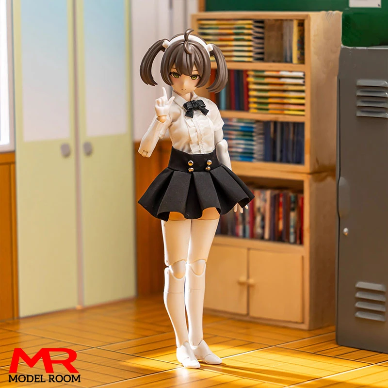 Набор одежды C017 1/12 для девочек рубашка с коротким рукавом короткая юбка шаль