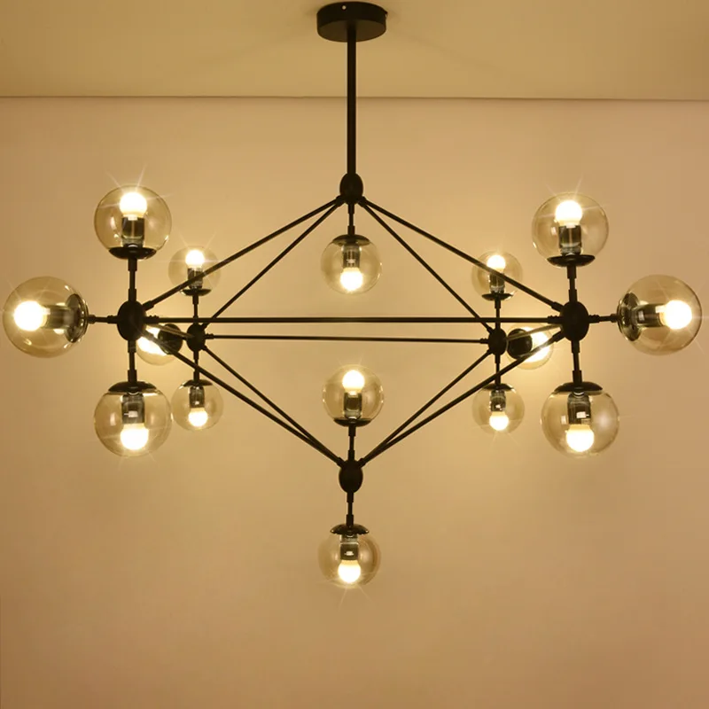 Creative Personality Iron Magic Beans Retroindustrial Style Chandelier Retro Glass Ball Living Room Shop Restaurant Lighting