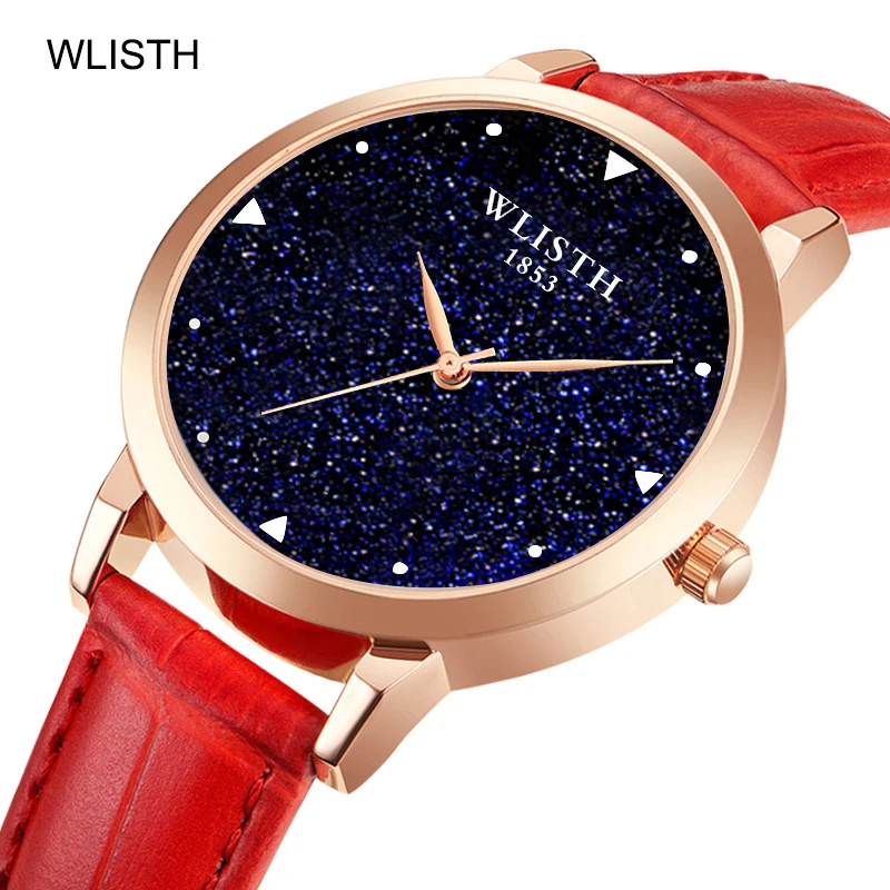 WLISTH Women Star Sky Watch Luxury Diamond Watches Ladies Bracelet Casual Leather Quartz Wristwatch Female Clock zegarek damski
