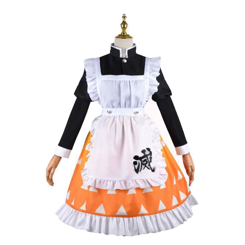 

Demon Slayer Costume Agatsuma Zenitsu Cosplay Maid Skirts Kimetsu no Yaiba Zenitsu Maid Outfit Feminine Servant Dresses