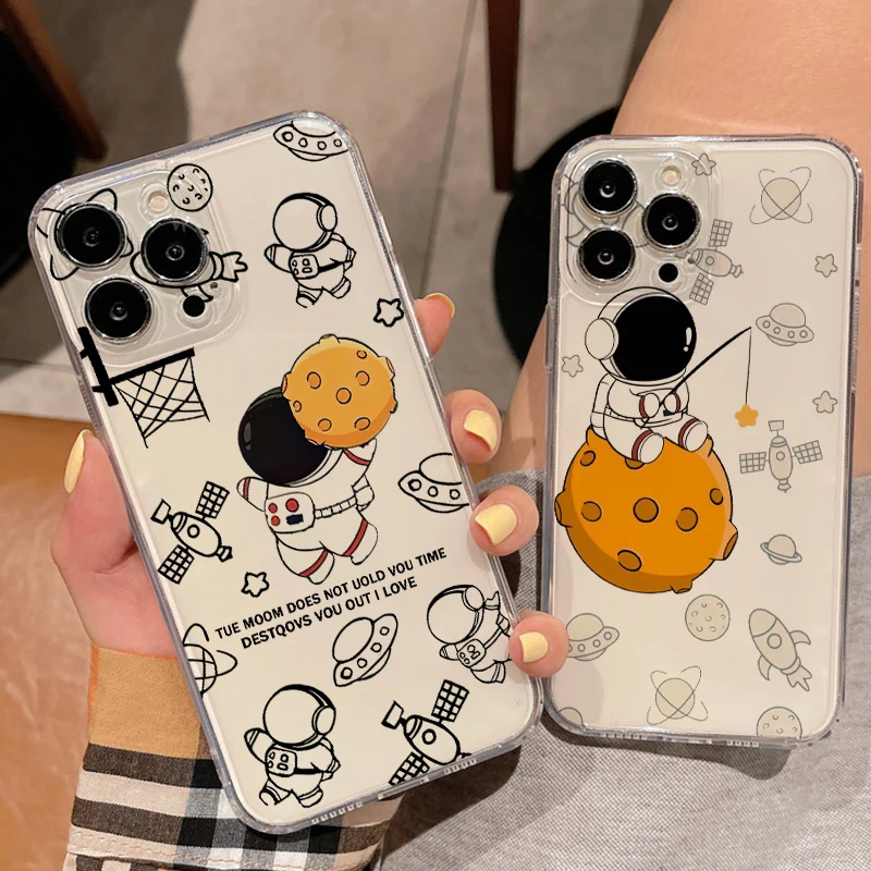 

Милые Креативные чехлы для телефонов с астронавтом для APPLE iPhone 11 12 13 Pro 12 13 Mini SE 2020 X XR XS Max 8 7 6s 6 Plus, мягкий чехол