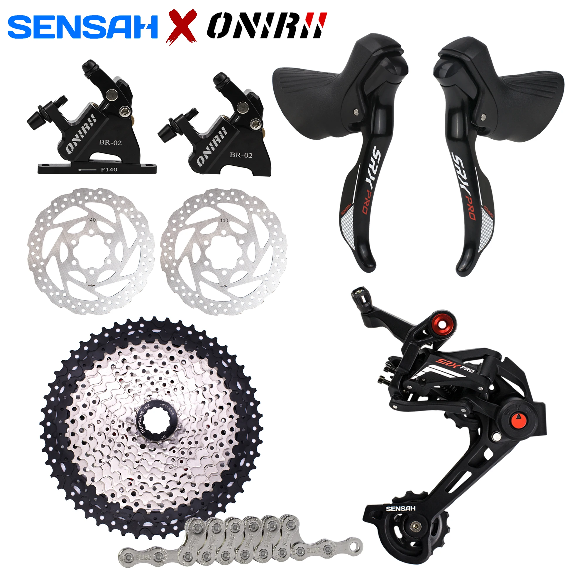 

SENSAH SRX PRO 1x11 Speed Shifter Derailleurs Gravel Cable Hydraulic Disc Brake Bicycle Groupset Cassette Bike Gravel Groupset