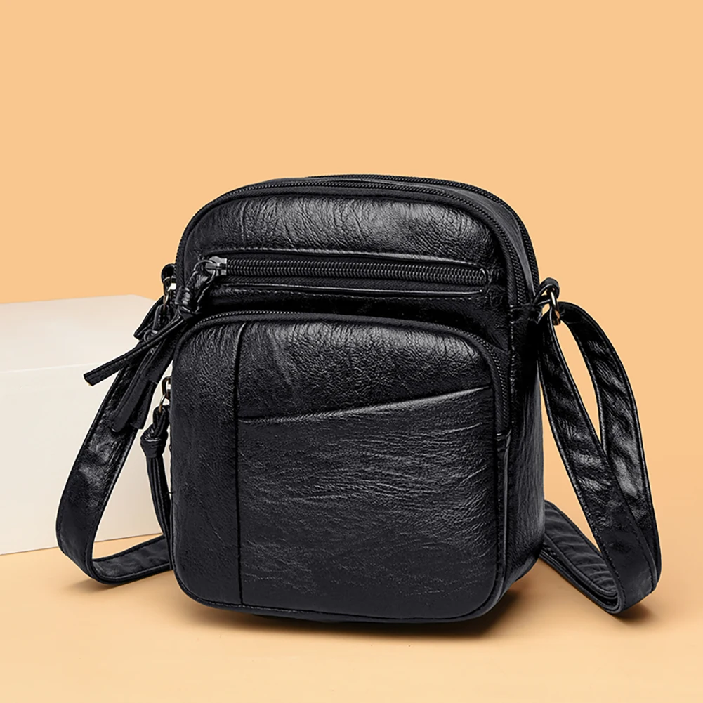 

Retro PU Soft Leather Handbag Women Solid Multi Pocket Crossbody Shoulder Bags Women Outdoor Business Traveling