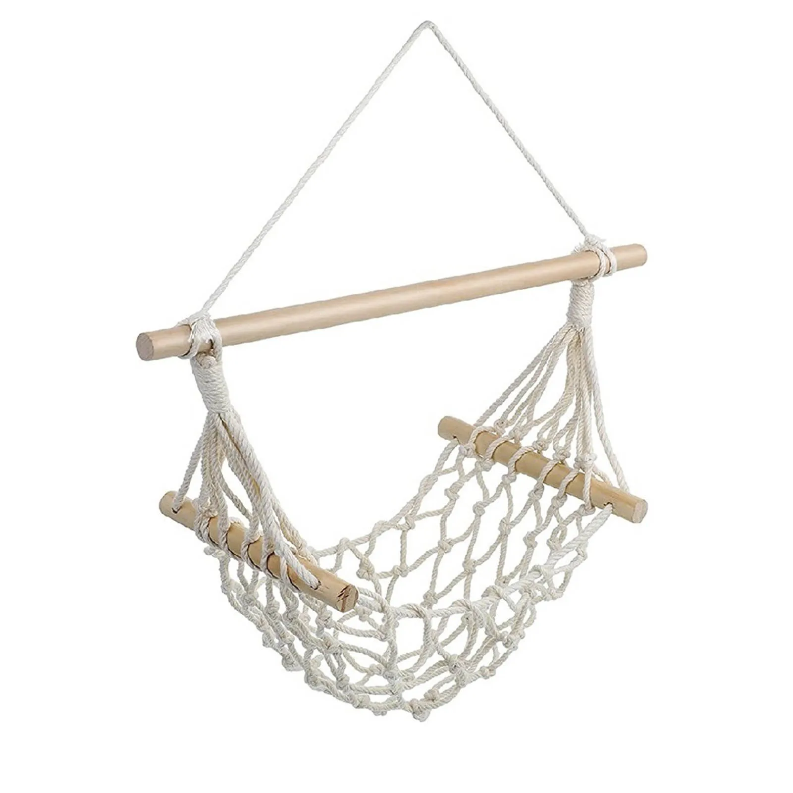 

Fruit Hammock Wall Hanger Handmade Cotton Rope Vegetable Basket Wooden Stick Banana Plant Holder Versatile Organizer Decorative