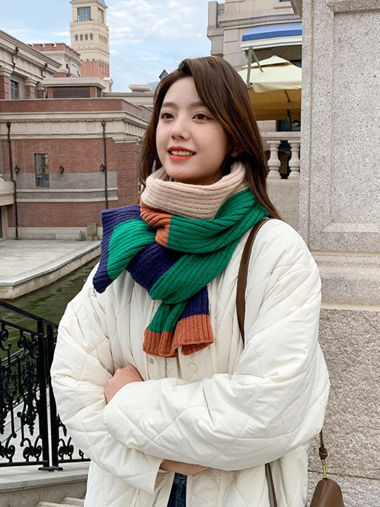 Модный женский милый зимний шарф из искусственного кашемира в стиле ретро теплый