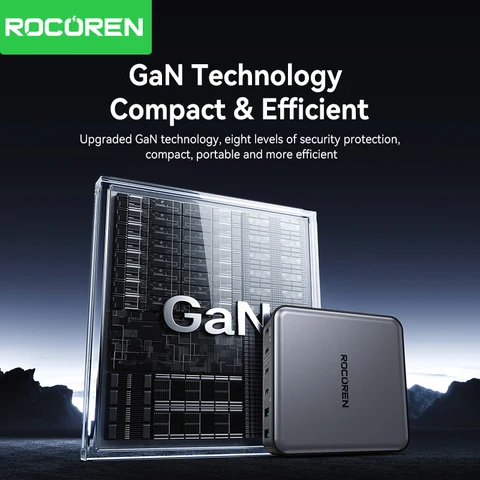Зарядное Устройство Rocoren GaN 200 Вт PD Быстрое Зарядное Устройство USB Type C 270 Вт USBC-станция 6-в-1 Для iPhone 16/15 P...