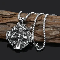 viking titanium steel odin warrior necklace stainless steel raven warrior pendant necklace viking jewelry