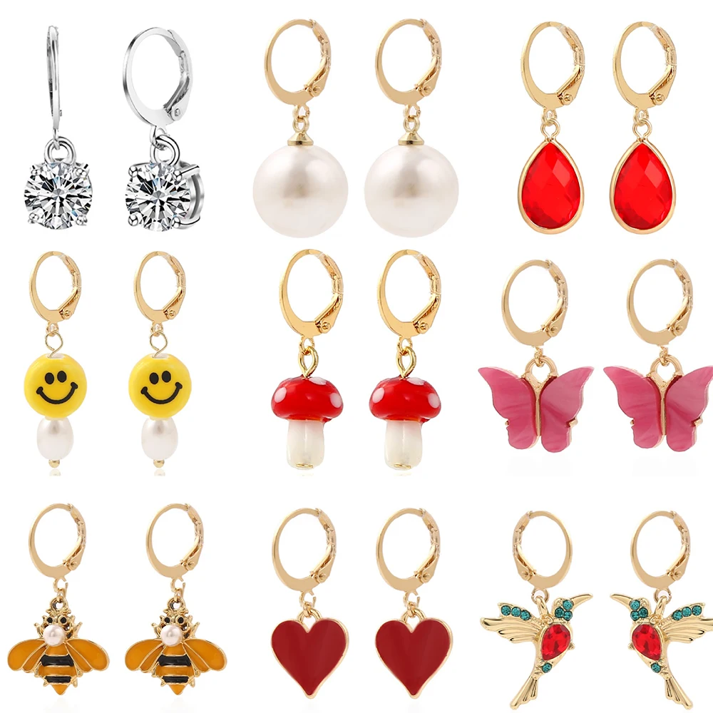 

YADELAI 2022 New Women Earring Set Smiley Butterfly Mushroom Soft Pottery Mini Ear Buckles Simple Earrings Niche Design Jewelry