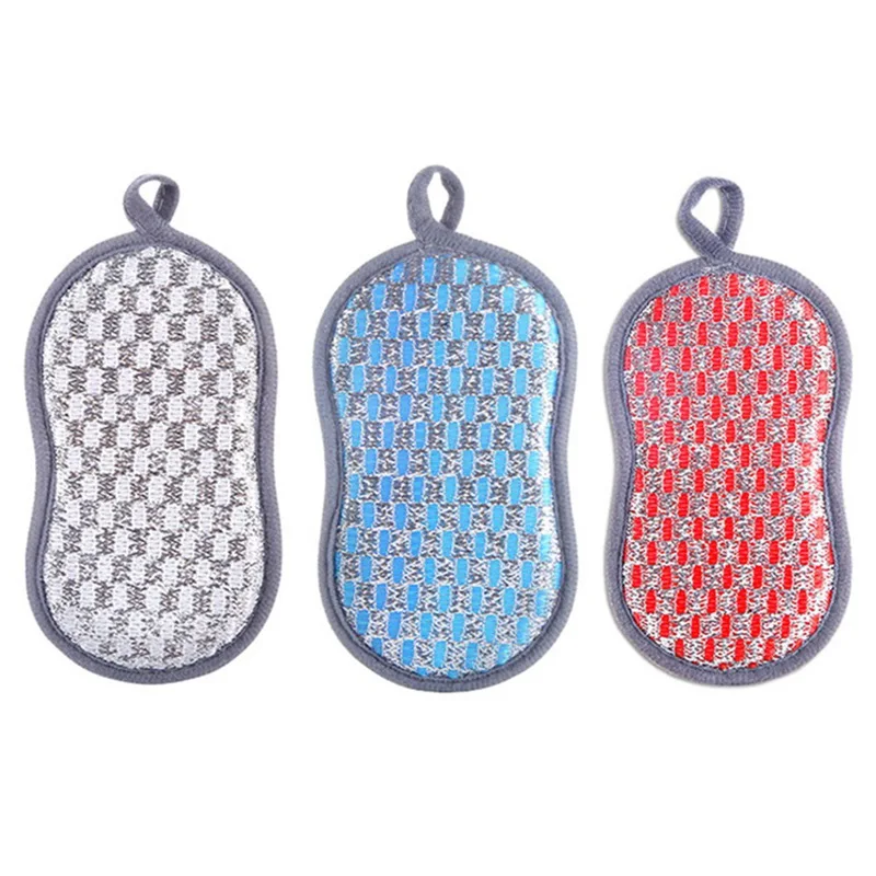 

Dish Brush Double Sided Scouring Pad Reusable Cleaning Magic Sponges Cloth Wipers Decontamination Dish Towels Kitchen Items