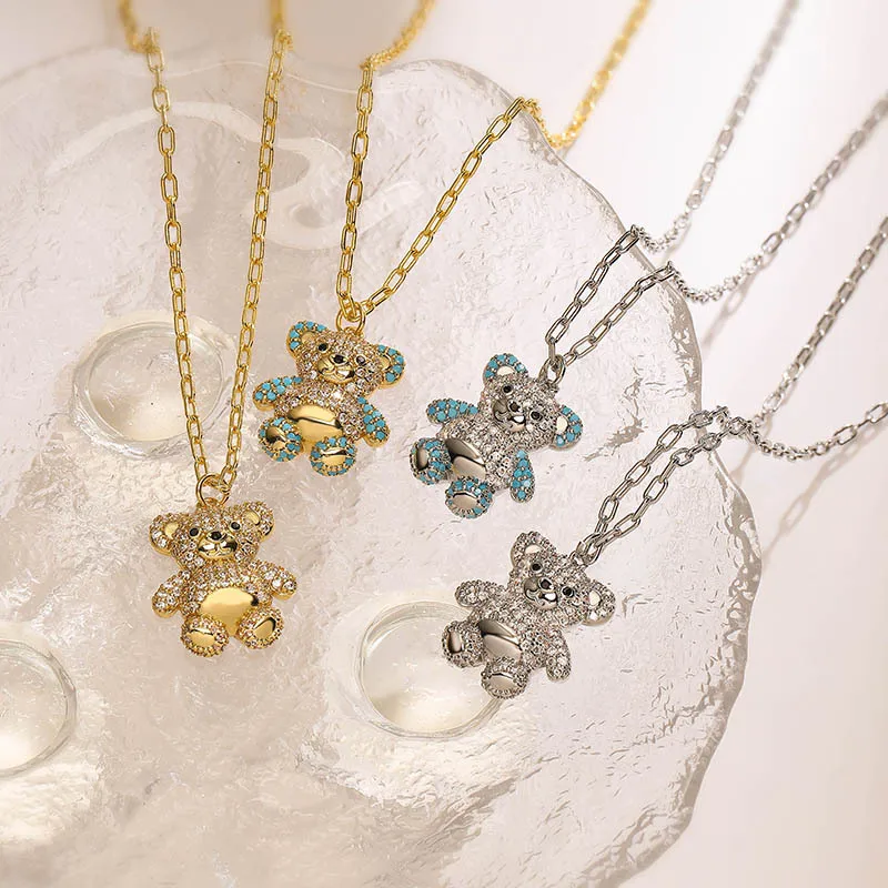 MIGALofe циркониевый медведь в комплекте полная искусственная подвеска висячие