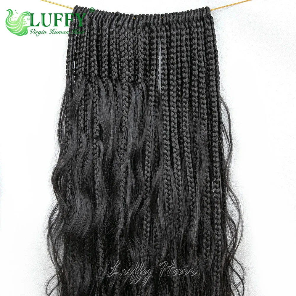 Плетеные крючком косички бохо с человеческими волосами свободные волнистые