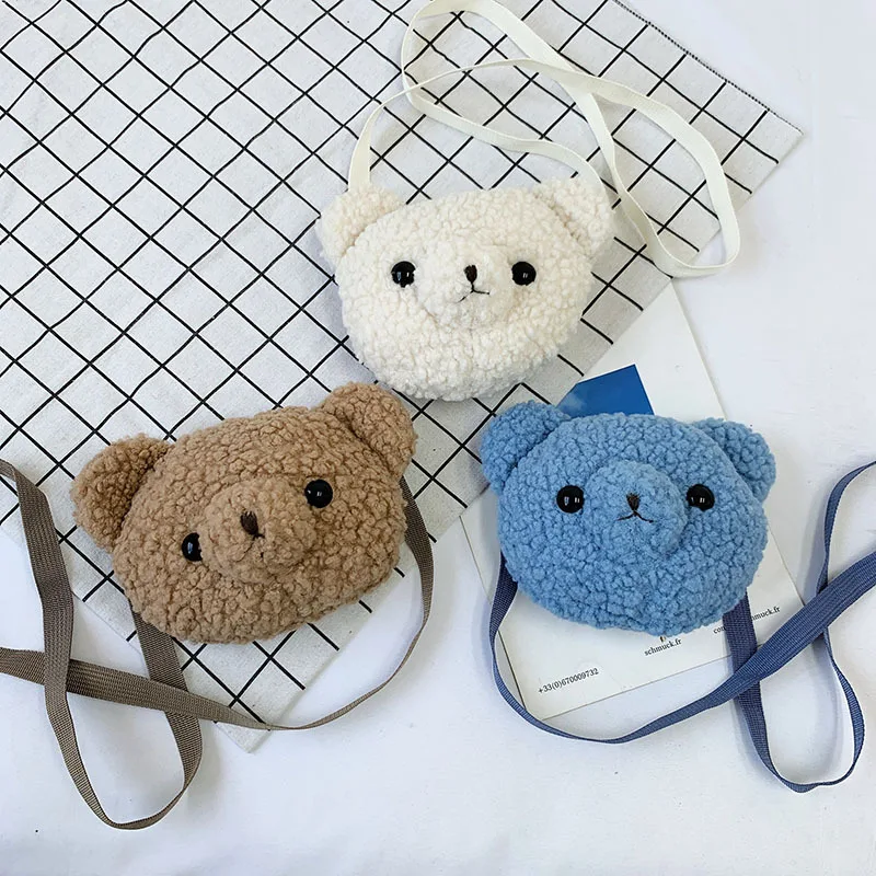 

Cartoon Bear Mini Wallet Plush Messenger Bags Children's Coin Purse Kids Accessory Bag Waist Packs