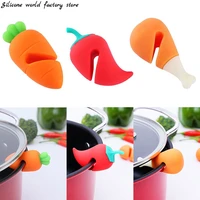 silicone world 1pcs spill proof lid lifter for soup pot lid stand silicone heat resistant holder keep the lid open kitchen tools